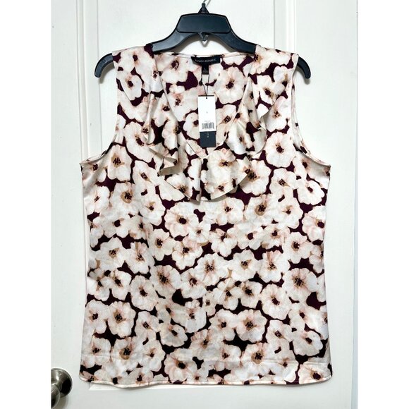 Banana Republic Womens Ruffled Sleeveless Blouse in Floral Print Size L - Picture 8 of 8